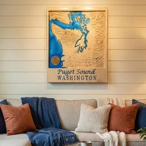 Puget Sound Topographic 3D Map | Kraken Compass, PNW Decor (3D File)