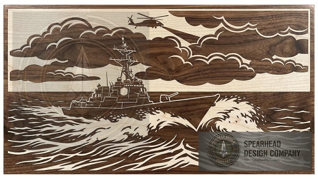 Ship Inlay Arleigh Burke Destroyer Inlay Art | US Navy Ship Wall Decor | Laser ...