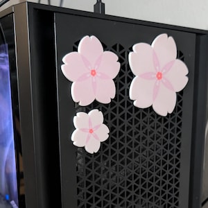 Sakura Magnets for PC Gaming, Fridge, or Office - 3D Printed Gradient Pink  - Cherry Blossom Small, Medium, Large - Individual or Set of 3