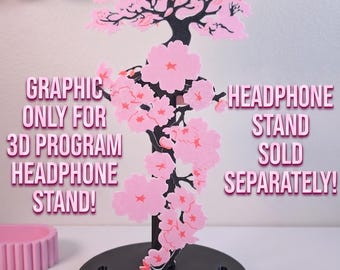 3D Printed Cherry Blossom Tree Graphic: Sakura Desk Decor for 3D Printed Customizable Gaming Headphone Stand