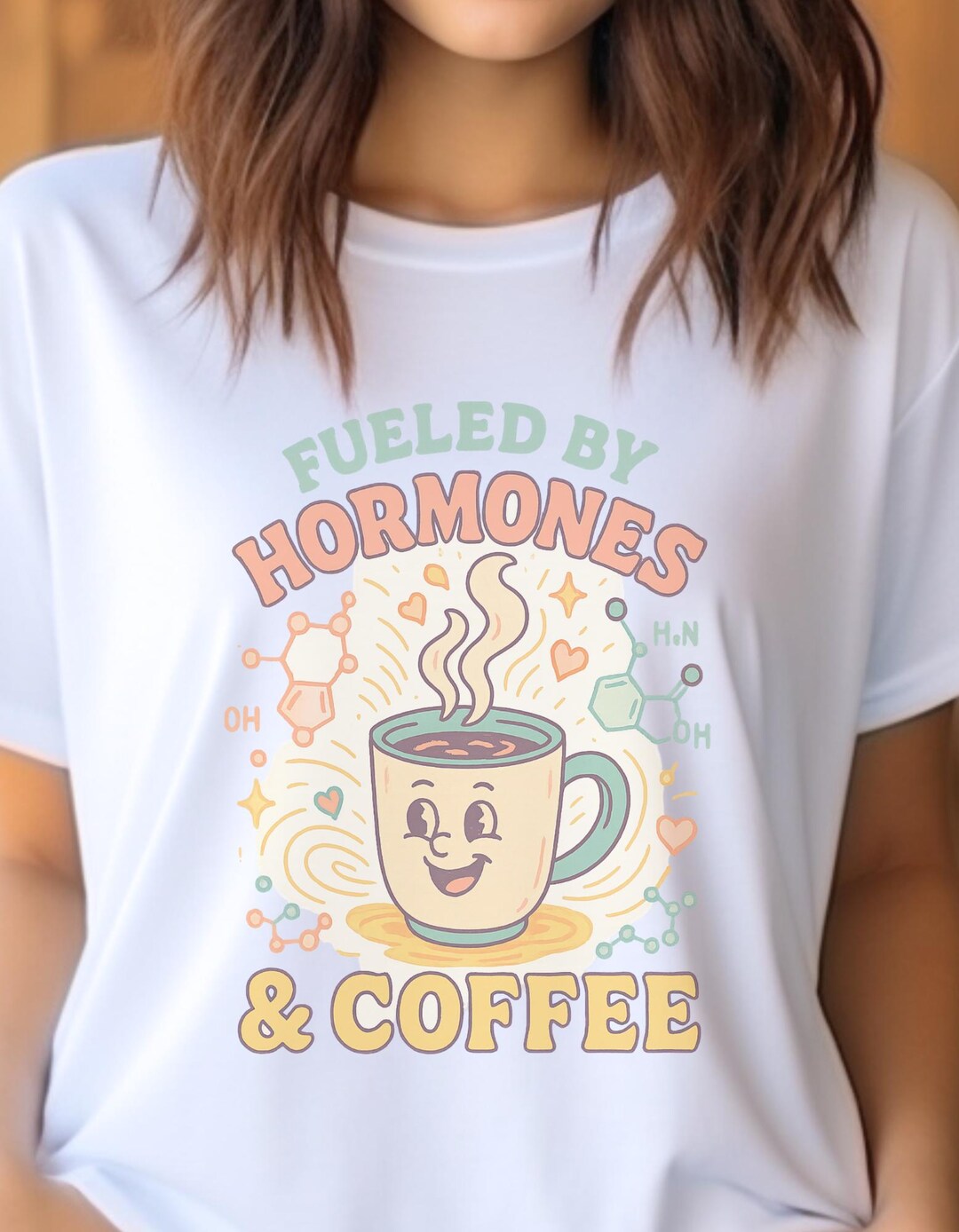 Fueled by Hormones and Coffee Shirt - Funny Cute Coffee Lover Tee ...