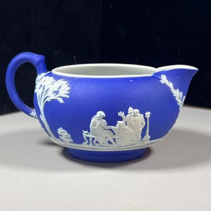 Vintage Wedgwood Blue Jasperware Oval Creamer Pitcher – Made in England