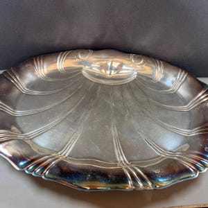 Vintage 1847 Rogers Bros Silverplate Scallop Shell Tray – 18&quot; Round – Pattern 9310 TS