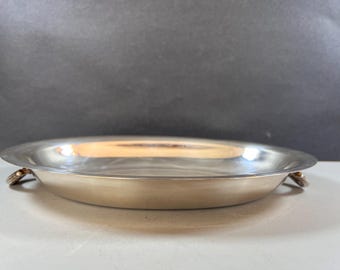 Vintage Silverplate Oval Serving Platter with Handles – 12” – No Maker’s Mark
