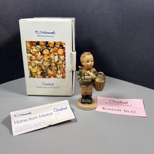 M.J. Hummel “Home From Market” Figurine #1985 TMK-7 Goebel W. Germany – Box & COA
