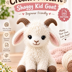 Beginner Crochet Pattern: Shaggy Kid Goat Amigurumi (PDF Download)