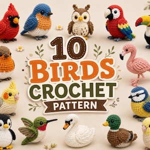 10 Amigurumi Fågelvirkmönster, PDF-samling, DIY-projekt
