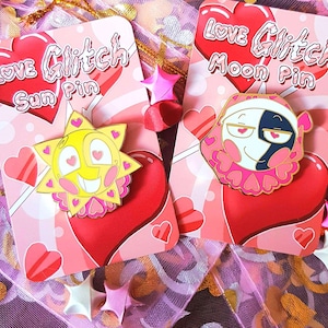 Love Glitch Sun and Moon Pins