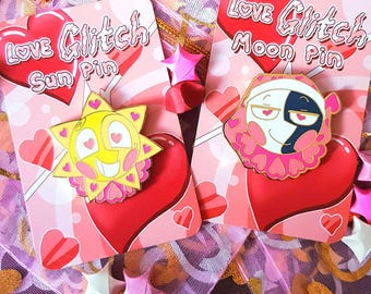 Love Glitch Sun and Moon Pins