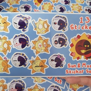 Feuille d'autocollants emotes soleil et lune