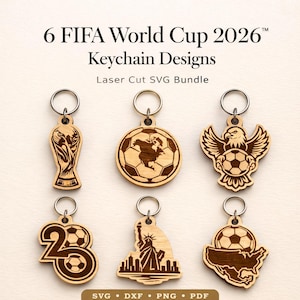 FIFA World Cup 2026 Keychain SVG Bundle, Laser Cut Keychain Designs, Football Keychain Files, Glowforge xTool CNC svg dxf png