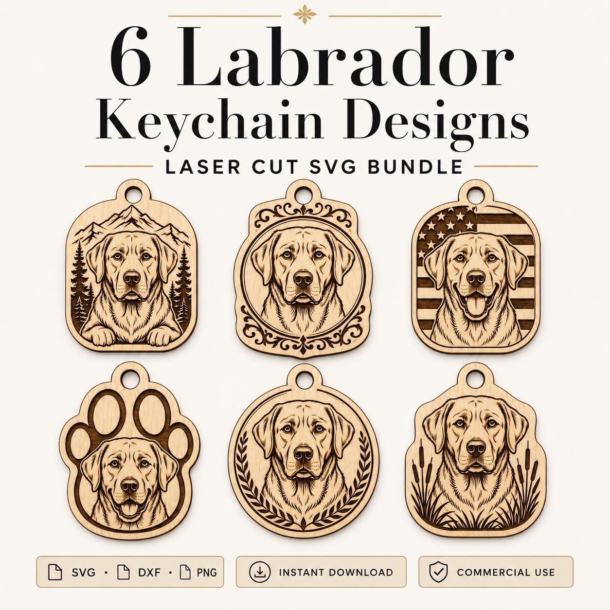 Labrador Keychain SVG Bundle | Laser Cut Files for Glowforge Lightburn ...