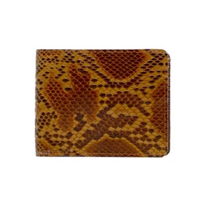 Echte Python Print Leder Bifold Brieftasche für Männer | Exotisches Schlangenmuster | RFID Blockierung | Vatertags Geschenk | Handgefertigte Geldbörse in Braun