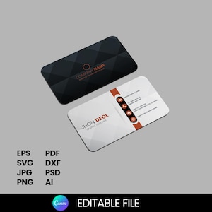 Sjabloon voor visitekaartjes met afgeronde hoeken | Afdrukbaar en bewerkbaar in Canva PSD Ai | Moderne minimalistische digitale download voor bedrijven