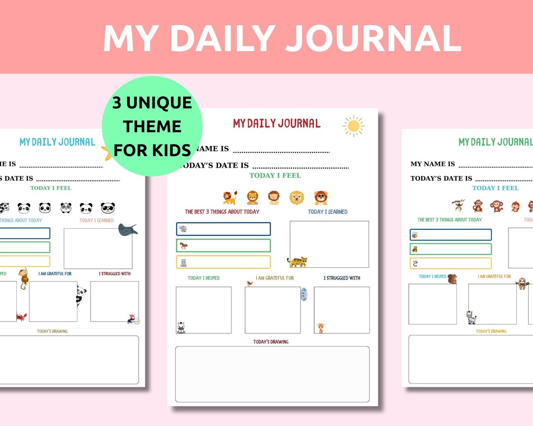 Kids Daily Journal, Summer Printable Diary for Kids, Summer Kids ...
