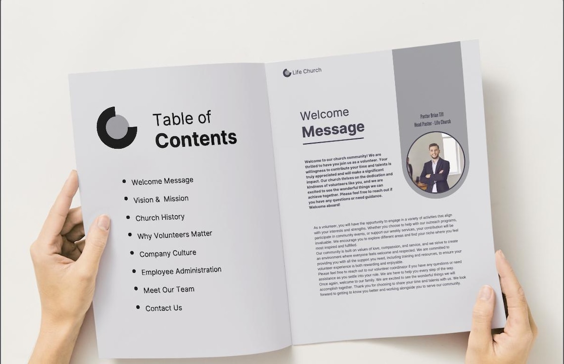 Church Volunteer Handbook Template Editable Canva PDF Ministry