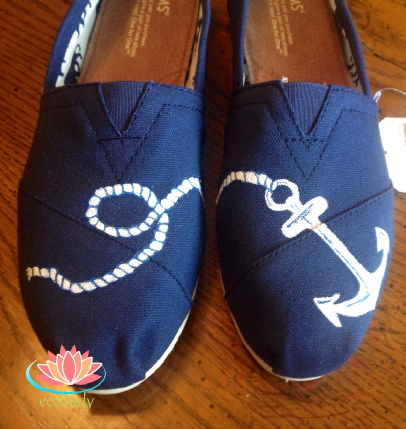 Hand Painted TOMS Anchor Design - Etsy