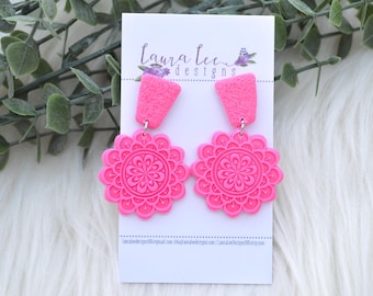 READY TO SHIP Earrings, Clay Earrings, Hot Pink Earrings, Trendy Earrings, Lightweight Earrings, Everyday Earrings, Handmade Earrings