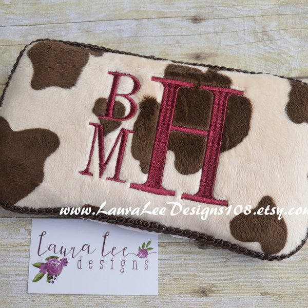 Brown Cow Print Minky Travel Baby Wipe Case, Brown and Cream Cow Print, Personalized Wipecase, Rustic Diaper Wipe Case, Baby Shower Gift