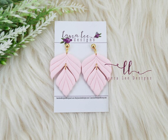 READY TO SHIP Baby Pink Clay Earrings, Summer Earrings, Trendy