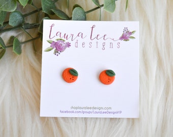 Orange Stud Earrings, Oranges Stud Earrings, Fruit Stud Earrings, Handmade Clay Earrings, Everyday Earrings, Fruit Statement Studs