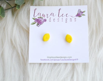 Lemon Stud Earrings, Small Lemon Stud Earrings, Fruit Stud Earrings, Handmade Clay Earrings, Everyday Earrings, Trendy Statement Studs