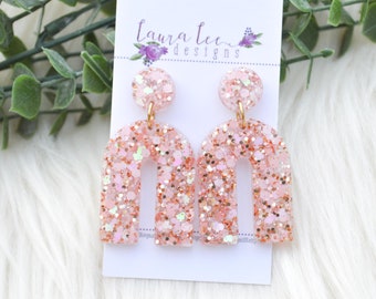 READY TO SHIP Earrings, Resin Earrings, Blushing Roses Earrings, Trendy Earrings, Pink Earrings, Handmade Earrings, Resin Earrings