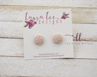 READY TO SHIP Stud Earrings, Sand Dollar Stud Earrings, Beach Clay Earrings, Clay Earrings, Everyday Trendy Studs, Beach Stud Earrings