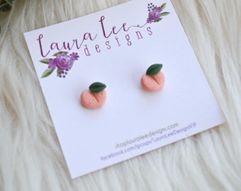 Peaches Stud Earrings, Small Peaches Stud Earrings, Chunky Stud Earrings, Handmade Clay Earrings, Everyday Earrings, Trendy Statement Studs