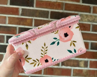 Coral Watercolor Floral Wipecase, Nursery Baby Wipe Case, Baby Wipecase, Diaper Wipe Case, Baby Shower Gift, Large Wipes Tub, Nursery Decor