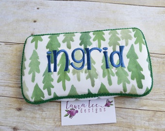 Evergreen Trees Travel Baby Wipe Case, Forest, Personalized Wipe Holder, Monogram Case, Baby Shower Gift, Woodland Diaper Bag Wipe Clutch