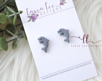 Dolphin Stud Earrings, Clay Stud Earrings, Small Earrings, Handmade Clay Earrings, Everyday Earrings, Trendy Statement Studs, Ocean Earrings