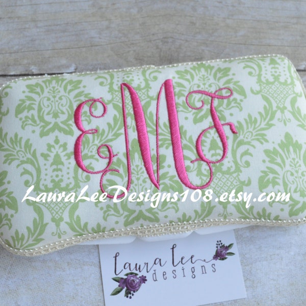 Sage Green Damask Travel Baby Wipe Case, Personalized Case, Diaper Wipe Case, Unique Baby Shower Gift, Wipe Holder, Wipe Clutch, Mongoram