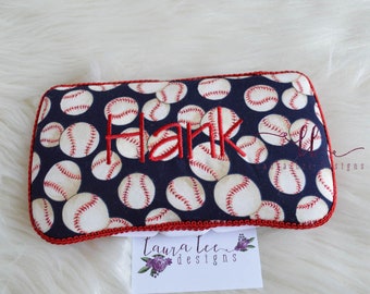 Baseball Wipecase, Travel Baby Wipe Case, Personalized Wipe Case, Diaper Wipes Clutch, Baby Shower Gift, Diaper Bag Case, Wipe Holder Case