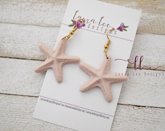 READY TO SHIP Earrings, Starfish Clay Earrings, Summer Earrings, Trendy Lightweight Earrings, Beach Earrings, Vacation Earrings