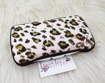 Pink and Gold Leopard Travel Baby Wipe Case, Diaper Wipecase, Cheetah Wipe Holder, Trendy Case, Baby Shower Gift, Leopard Small Wipes Clutch