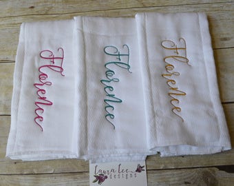 Set of 3 Personalized Burp Cloth, Baby Shower, Diaper Bag Accessories, Embroidered Burp Cloth, Monogrammed Gift, Personalized Baby Gift Set