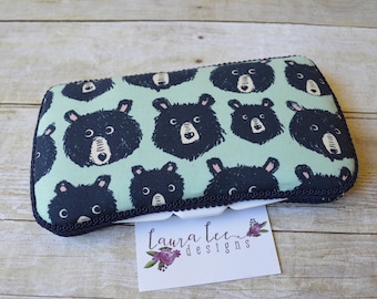 Diaper Wipe Clutch Blue Wipecase Navy Blue and Gray Triangles Travel Baby Wipe Case READY TO SHIP Wipe Holder Baby Shower Gift