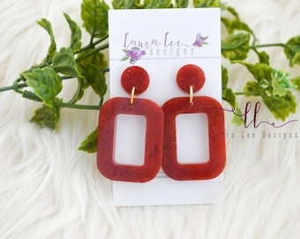 READY TO SHIP Earrings, Maroon Resin Earrings, Dark Red Trendy Earrings, Fall Fashion Earrings, Handmade Resin Earrings, Fall Earrings