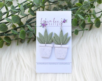 READY TO SHIP Earrings, Clay Earrings, Summer Earrings, Trendy Earrings, Lightweight Earrings, Potted Plant Earrings, Handmade Earrings