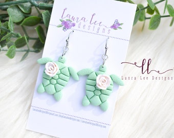 READY TO SHIP Earrings, Sea Turtle Clay Earrings, Turtle Earrings, Summer Earrings, Trendy Earrings, Lightweight Earrings, Dangle Earrings