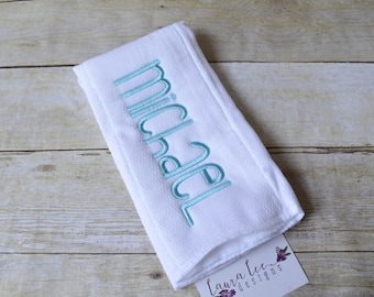 Paño de eructo personalizado único, baby shower, accesorios de bolsa de pañal, tela de eructo bordado, regalo monograma, regalo personalizado para bebés, arco