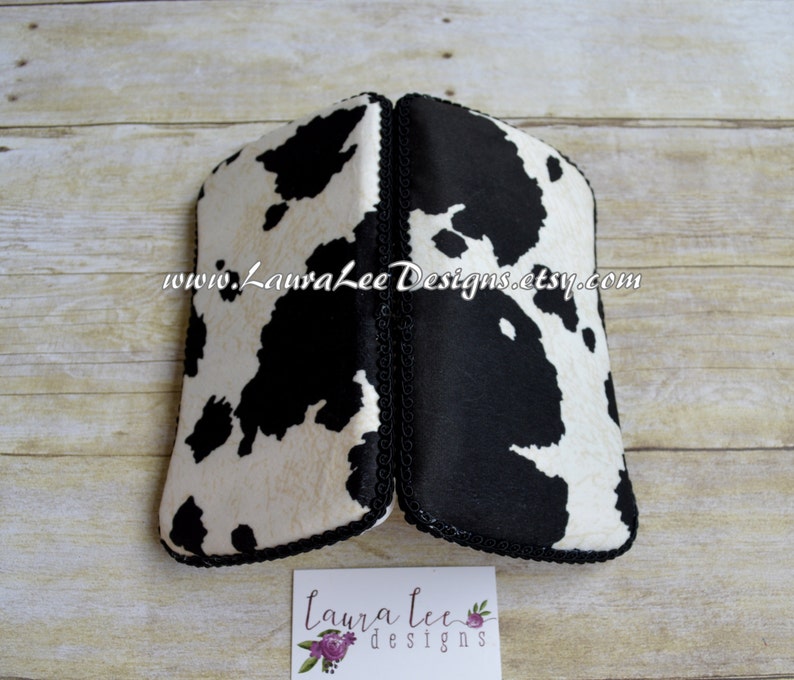 Black and Off White Cow Print Minky Suede Travel Baby Wipe Case, Personalized Case, Diaper Wipe Case, Baby Shower Gift, Wipe Holder Clutch image 3