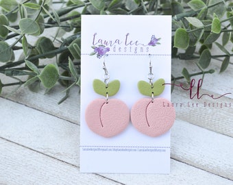 READY TO SHIP Earrings, Peaches Earrings, Clay Earrings, Summer Earrings, Lightweight Earrings, Dangle Earrings, Handmade Earrings, Earrings