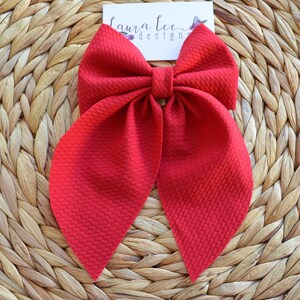 Red Bow, Timber Bow Style, School Girl Bow, Big Hair Bow, Fall Bow, Back To School Bow, Fabric Hair Bow, Christmas Bow, Bow with Tails