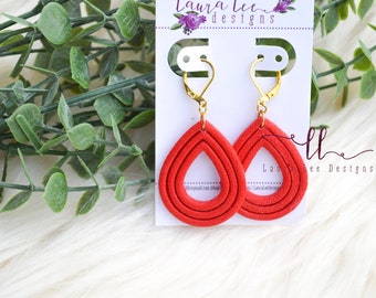 READY TO SHIP Earrings, Red Earrings, Teardrop Earrings, Trendy Earrings, Everyday Earrings, Lightweight Earrings, Clay Earrings, Earrings