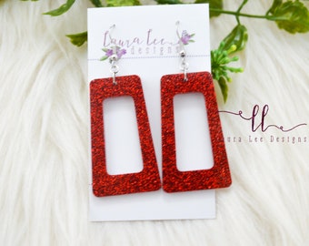READY TO SHIP Earrings, Resin Earrings, Red Glitter Earrings, Summer Earrings, 4th of July Earrings, Handmade Earrings, Everyday Earrings