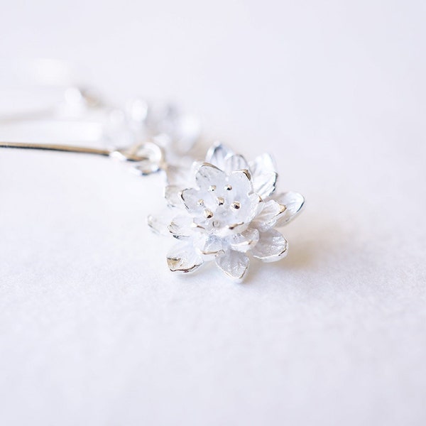 Sterling Silver Lotus Earrings