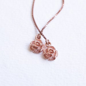 Rose Gold Rose Blossom Threader Earrings