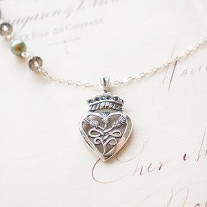 Silver Scottish Thistle Heart Necklace